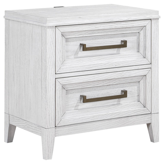 Marielle 2-drawer Nightstand Bedside Table Distressed White 224842 - Ella Furniture