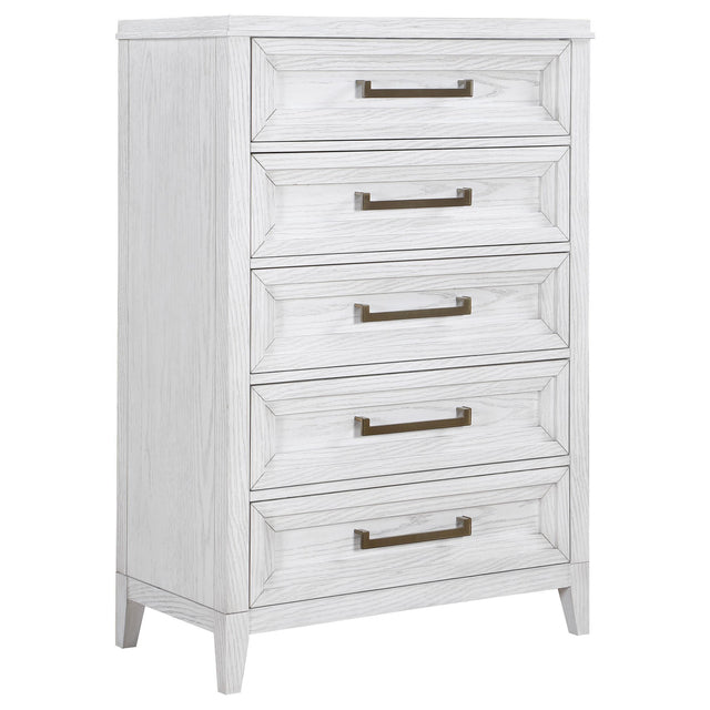 Marielle 5-drawer Bedroom Chest Distressed White 224845 - Ella Furniture