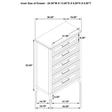 Marielle 5-drawer Bedroom Chest Distressed White 224845 - Ella Furniture