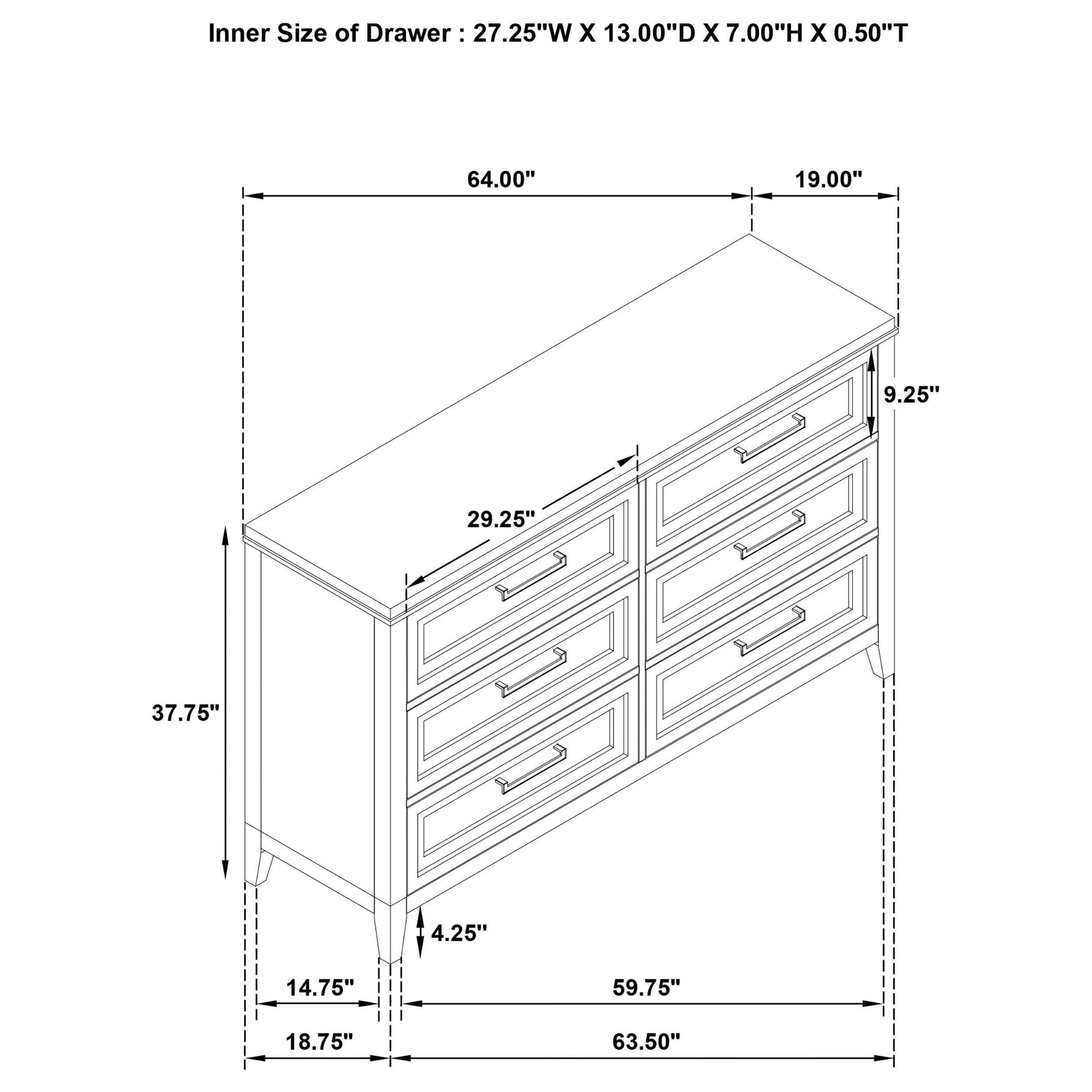Marielle 6-drawer Bedroom Dresser Distressed White 224843 - Ella Furniture