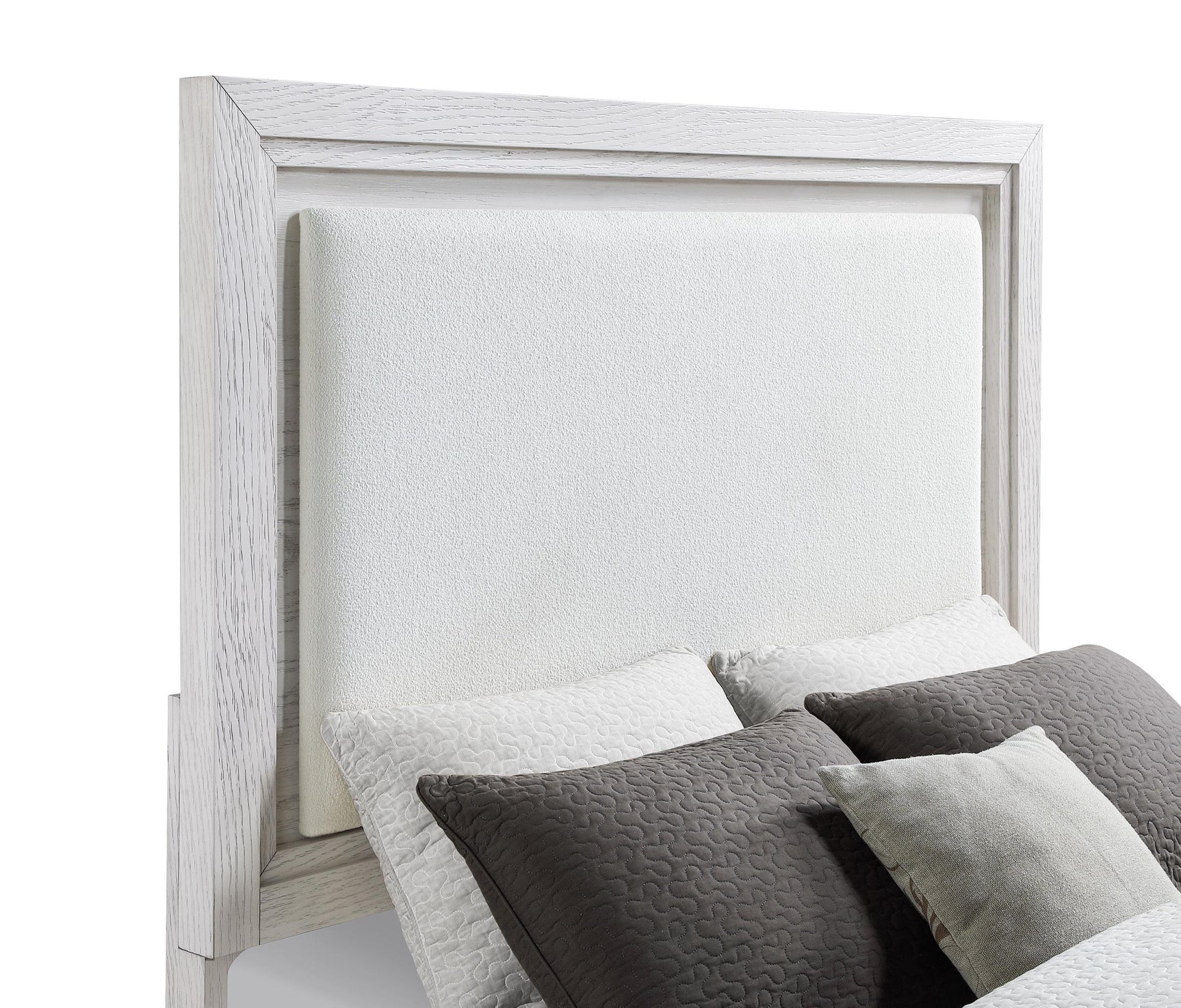 Marielle Eastern King LED Panel Bed Distressed White 224841KE - Ella Furniture
