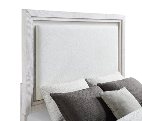 Marielle Eastern King LED Panel Bed Distressed White 224841KE - Ella Furniture