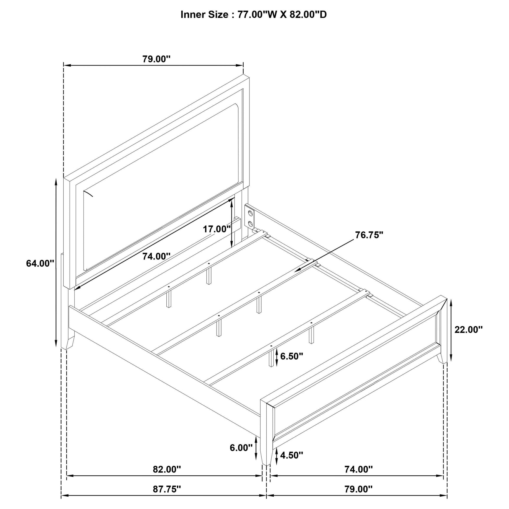 Marielle Eastern King LED Panel Bed Distressed White 224841KE - Ella Furniture