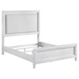 Marielle Queen Upholstered LED Panel Bed Distressed White 224841Q - Ella Furniture