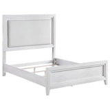 Marielle Queen Upholstered LED Panel Bed Distressed White 224841Q - Ella Furniture
