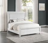 Marielle Queen Upholstered LED Panel Bed Distressed White 224841Q - Ella Furniture