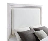 Marielle Queen Upholstered LED Panel Bed Distressed White 224841Q - Ella Furniture