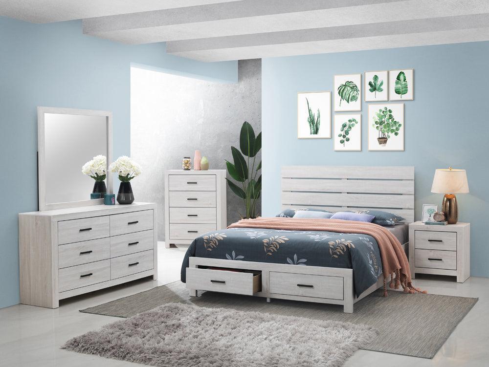 Marion Coastal White Storage Bedroom Set - Ella Furniture