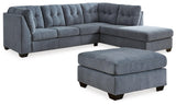 Marleton Denim 2-Piece Sectional With Ottoman - Ella Furniture