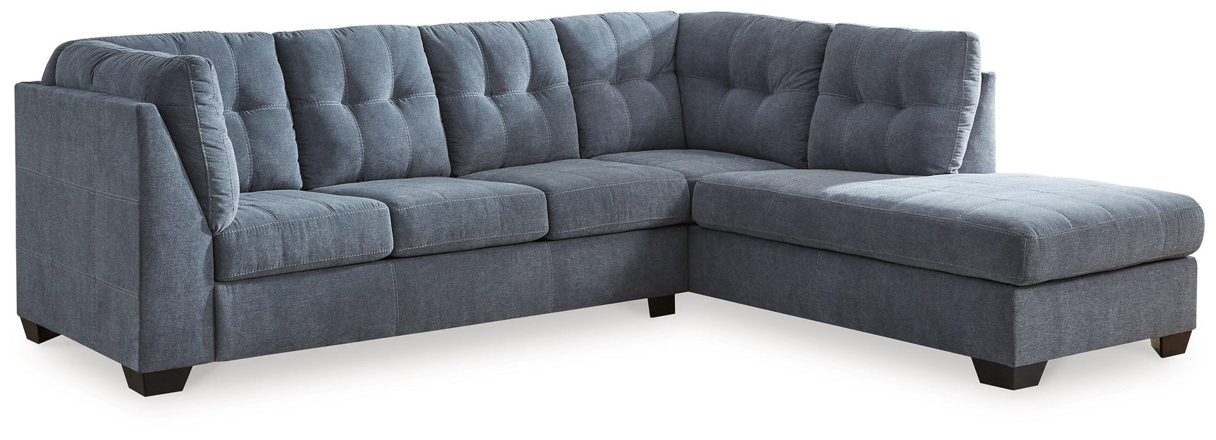 Marleton Denim 2-Piece Sleeper Sectional With Ottoman - Ella Furniture