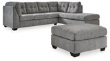 Marleton Gray 2-Piece Sectional With Ottoman - Ella Furniture