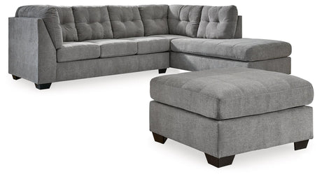 Marleton Gray 2-Piece Sectional With Ottoman - Ella Furniture