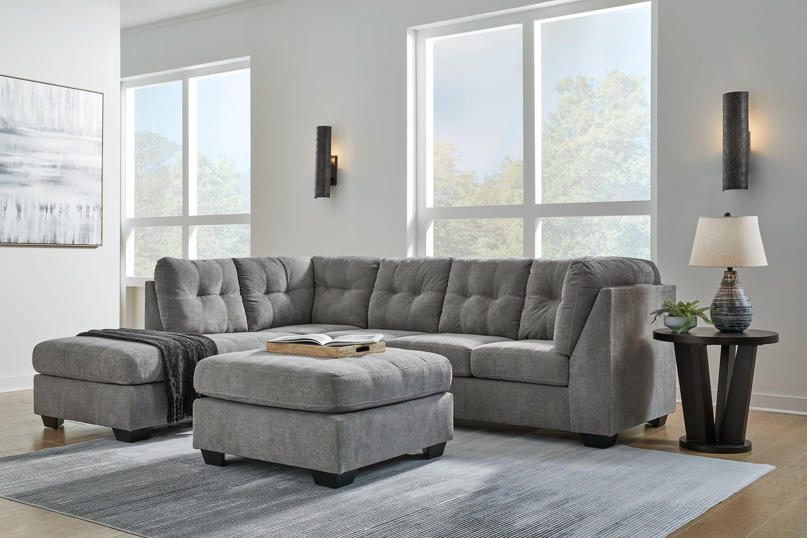 Marleton Gray 2-Piece Sectional With Ottoman PKG015810 - 55305S1 | 5530508 - Ella Furniture