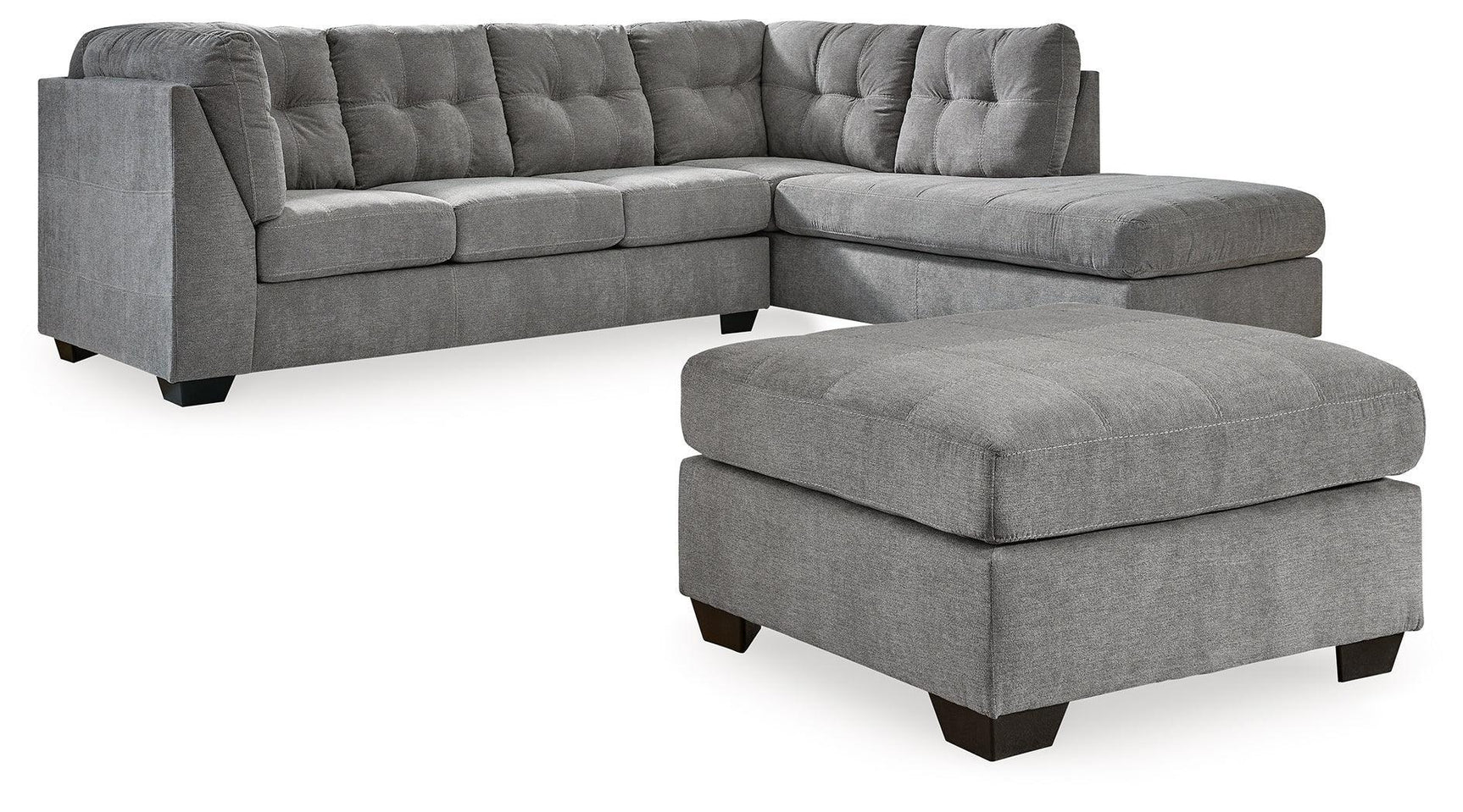 Marleton Gray 2-Piece Sleeper Sectional With Ottoman - Ella Furniture