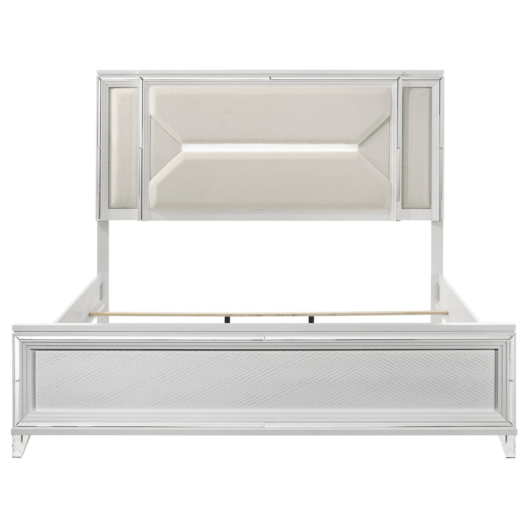 Marmore 64-inch Eastern King Panel Bed LED Headboard White view 4