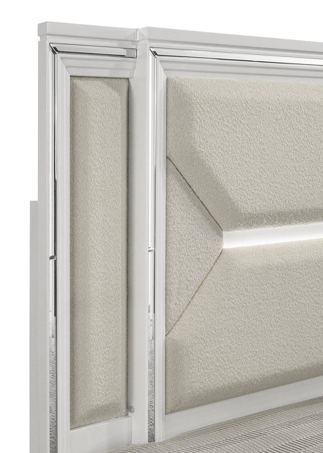 Marmore 64-inch Eastern King Panel Bed LED Headboard White view 7
