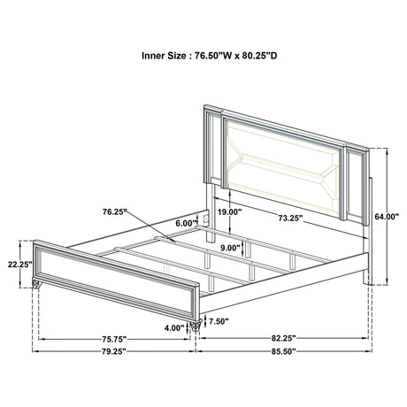 Marmore 64-inch Eastern King Panel Bed LED Headboard White view 12