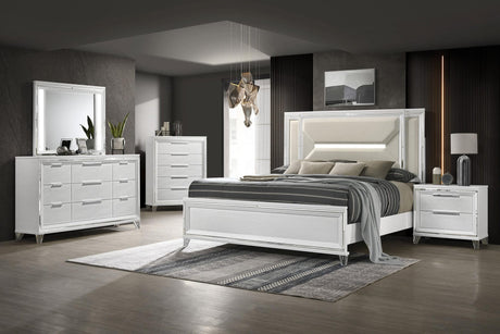 Marmore 64-inch Eastern King Panel Bed LED Headboard White view 13