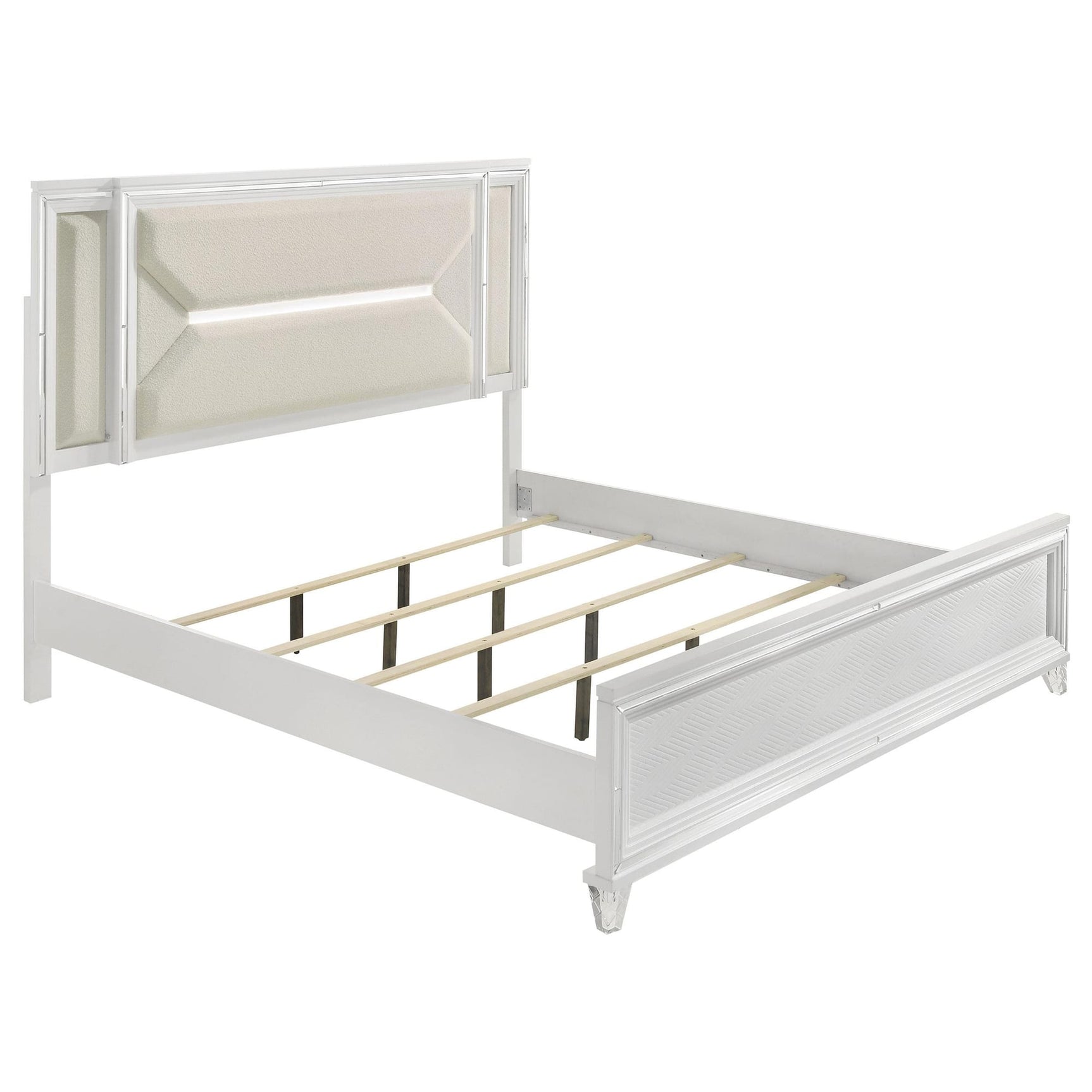 Marmore 64-inch Queen Panel Bed LED Headboard White from Ella Furniture