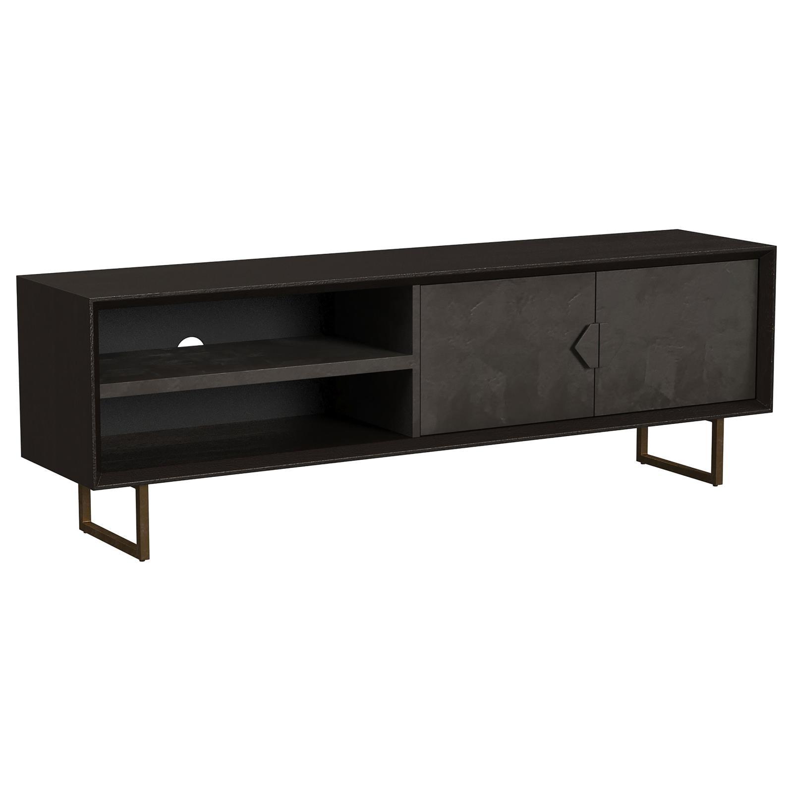 Marsden 2-Door Wood 70" Tv Stand Charcoal Black 703003 - Ella Furniture