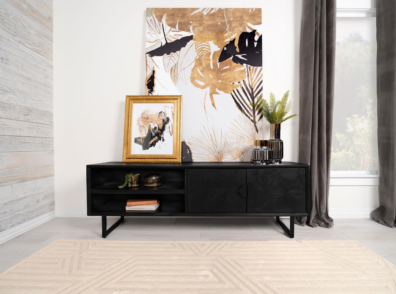Marsden 2-Door Wood 70" Tv Stand Charcoal Black 703003 - Ella Furniture