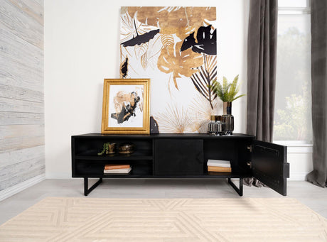 Marsden 2-Door Wood 70" Tv Stand Charcoal Black 703003 - Ella Furniture