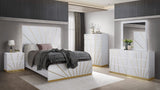 Martina White Bedroom Set with Gold Accent and LED from Ella Furniture
