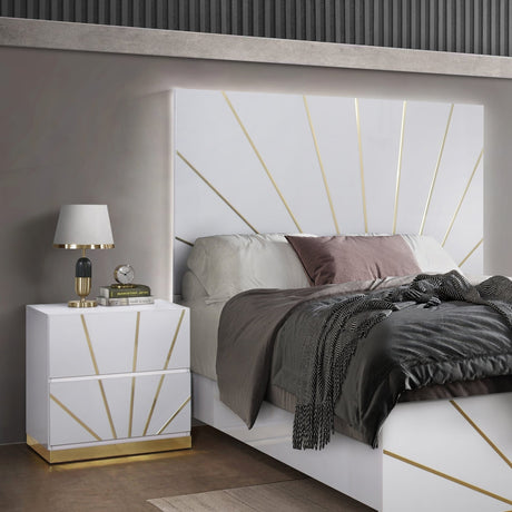 Martina White Bedroom Set with Gold Accent and LED view 3