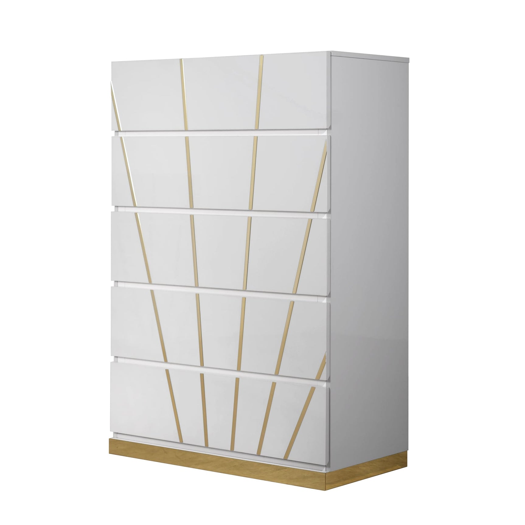 Martina White Bedroom Set with Gold Accent and LED view 5