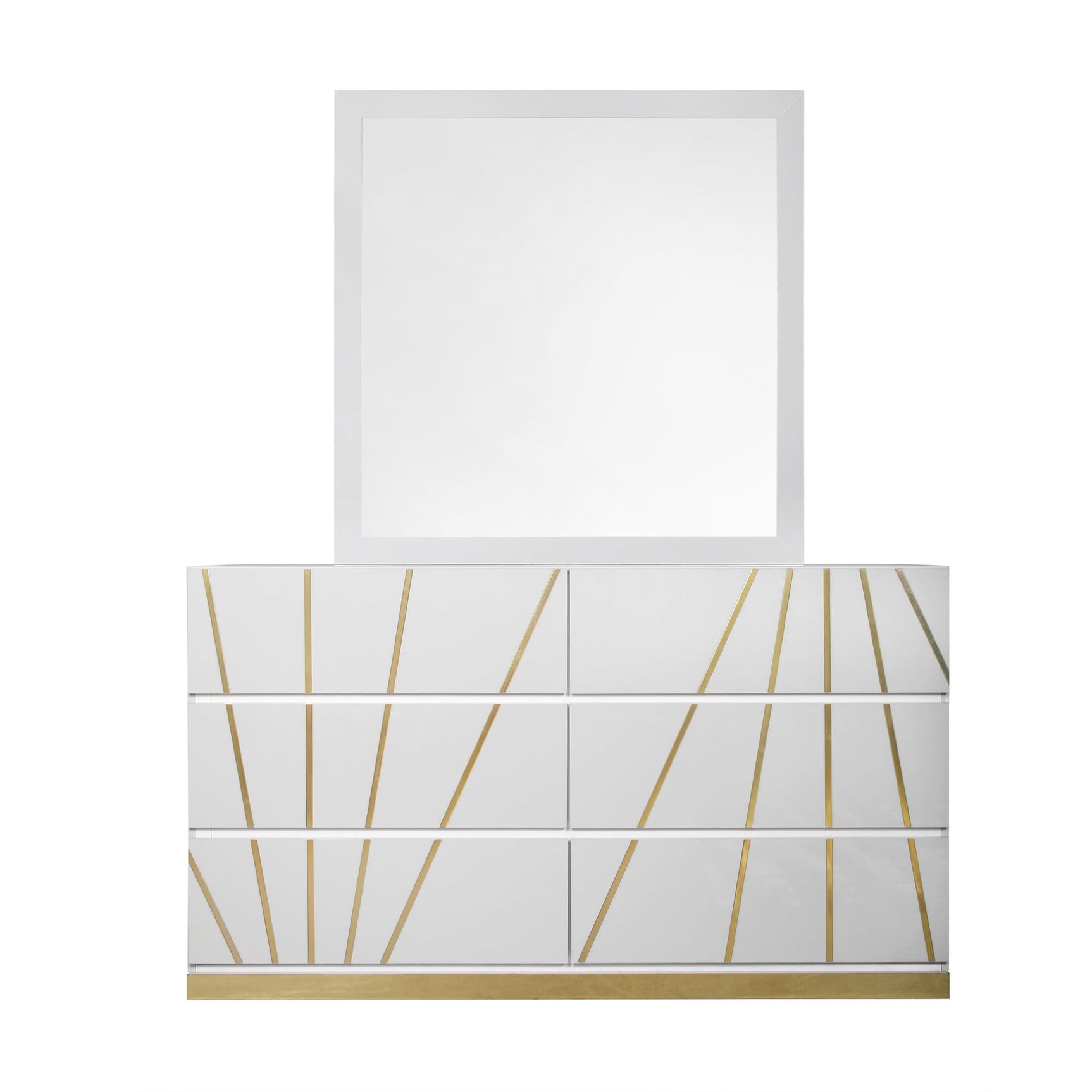 Martina White Bedroom Set with Gold Accent and LED view 6