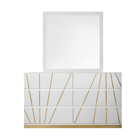 Martina White Bedroom Set with Gold Accent and LED view 6