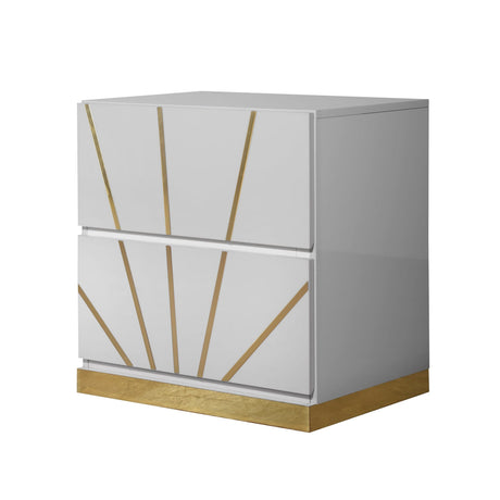 Martina White Bedroom Set with Gold Accent and LED view 9