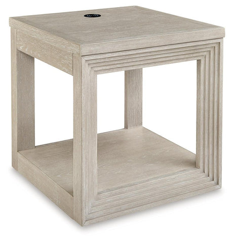 Marxhart Bisque End Table - Ella Furniture