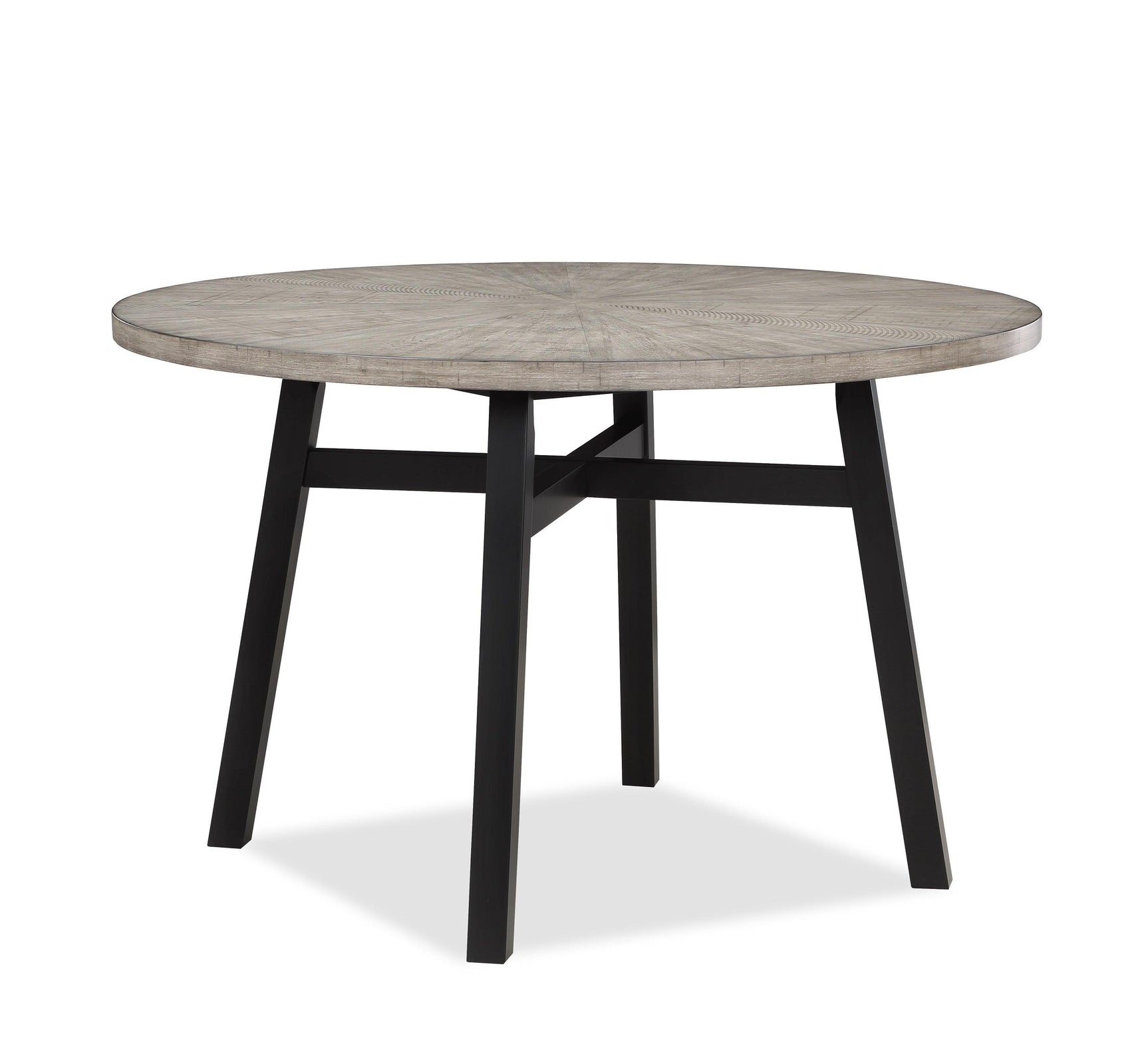 Mathis Gray Contemporary Trestle Wood Round Dining Room Set - Ella Furniture