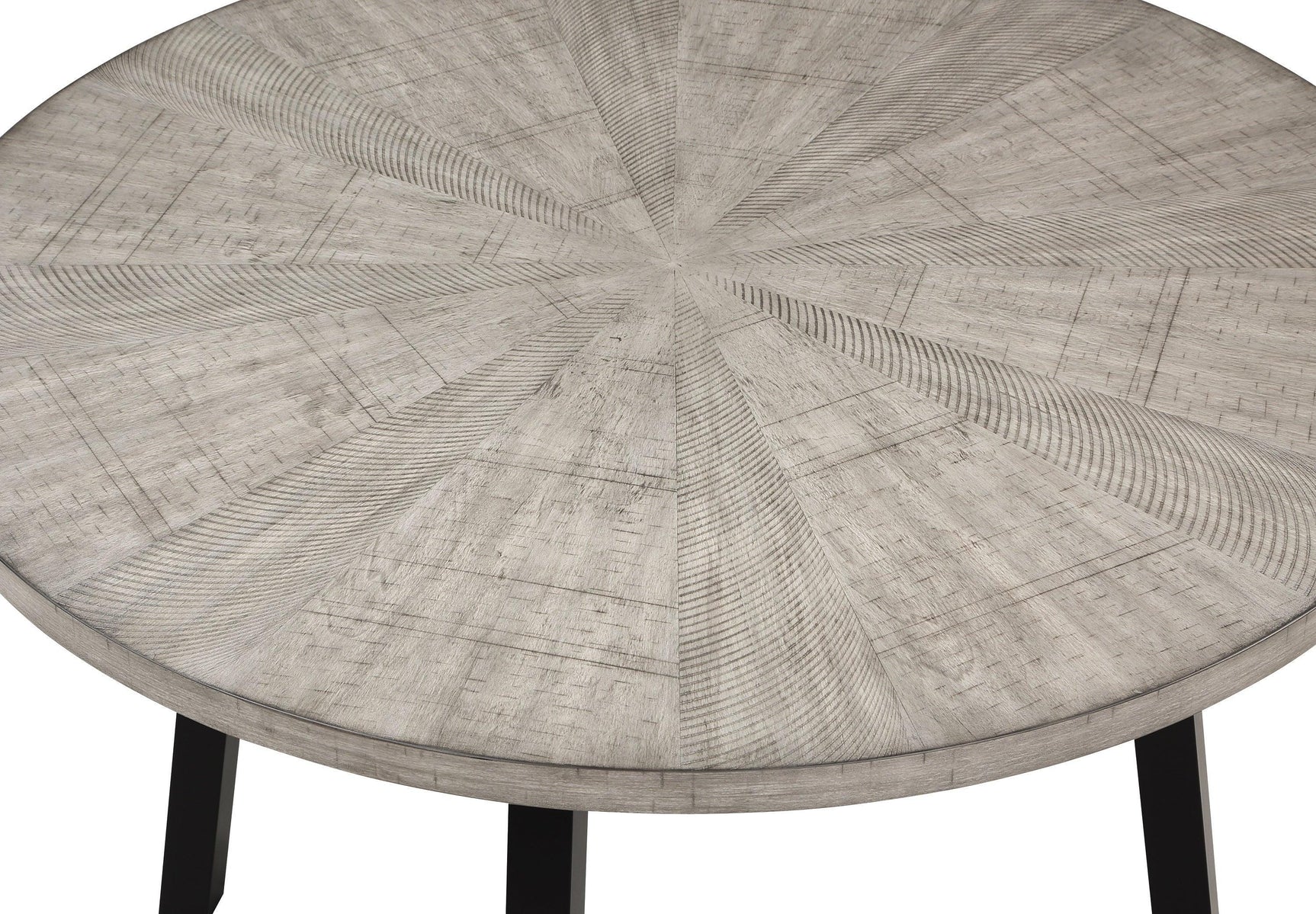 Mathis Gray Contemporary Trestle Wood Round Dining Room Set - Ella Furniture