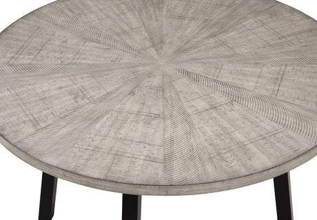 Mathis Gray Contemporary Trestle Wood Round Dining Room Set - Ella Furniture