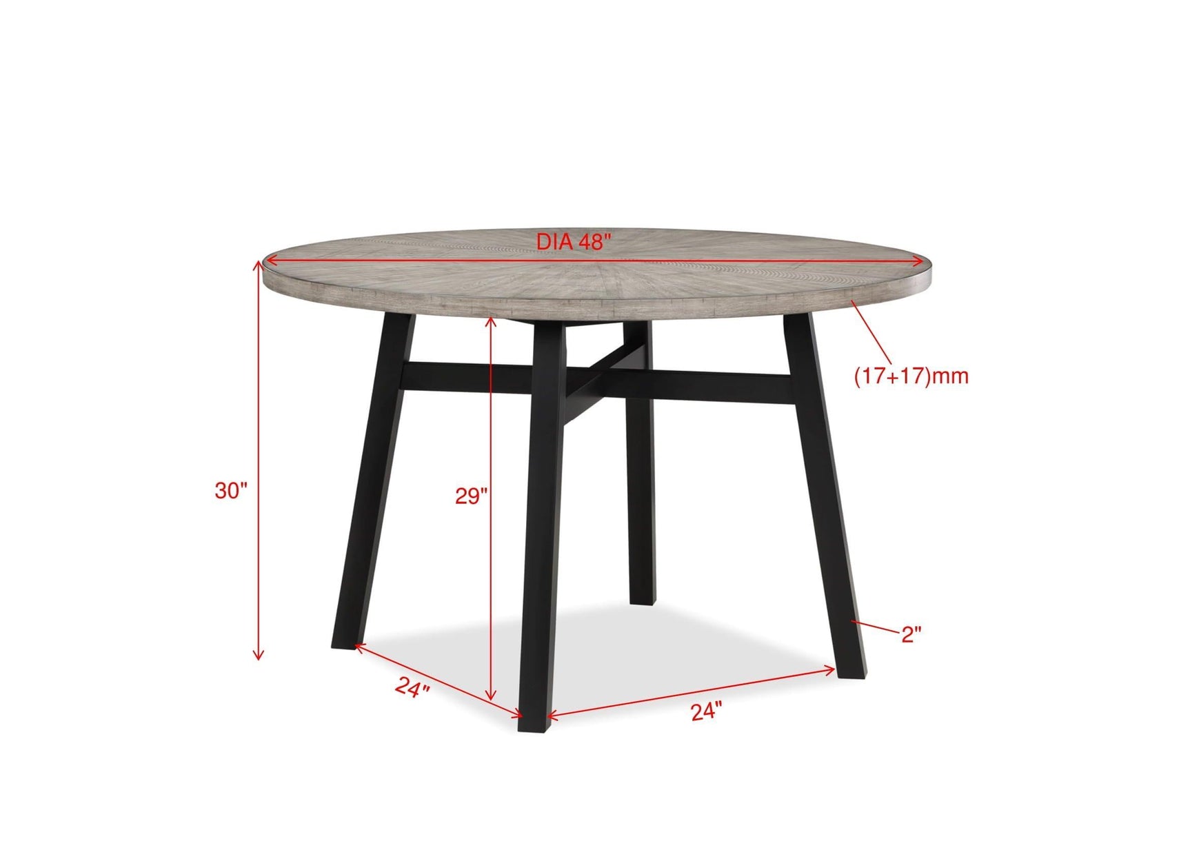 Mathis Gray Contemporary Trestle Wood Round Dining Room Set - Ella Furniture