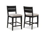 Mathis Gray/Black Contemporary Solid Wood And Veneers Round Counter Height Dining Room Set - Ella Furniture
