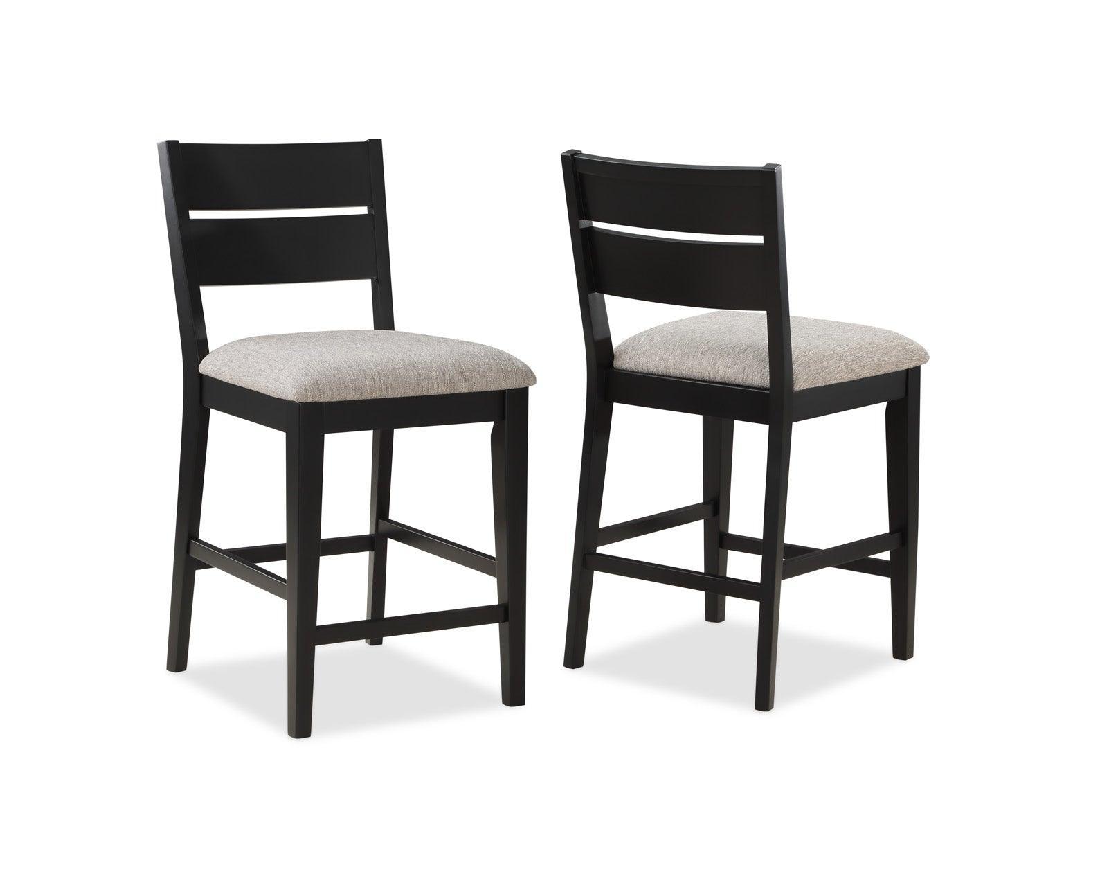 Mathis Gray/Black Contemporary Solid Wood And Veneers Round Counter Height Dining Room Set - Ella Furniture