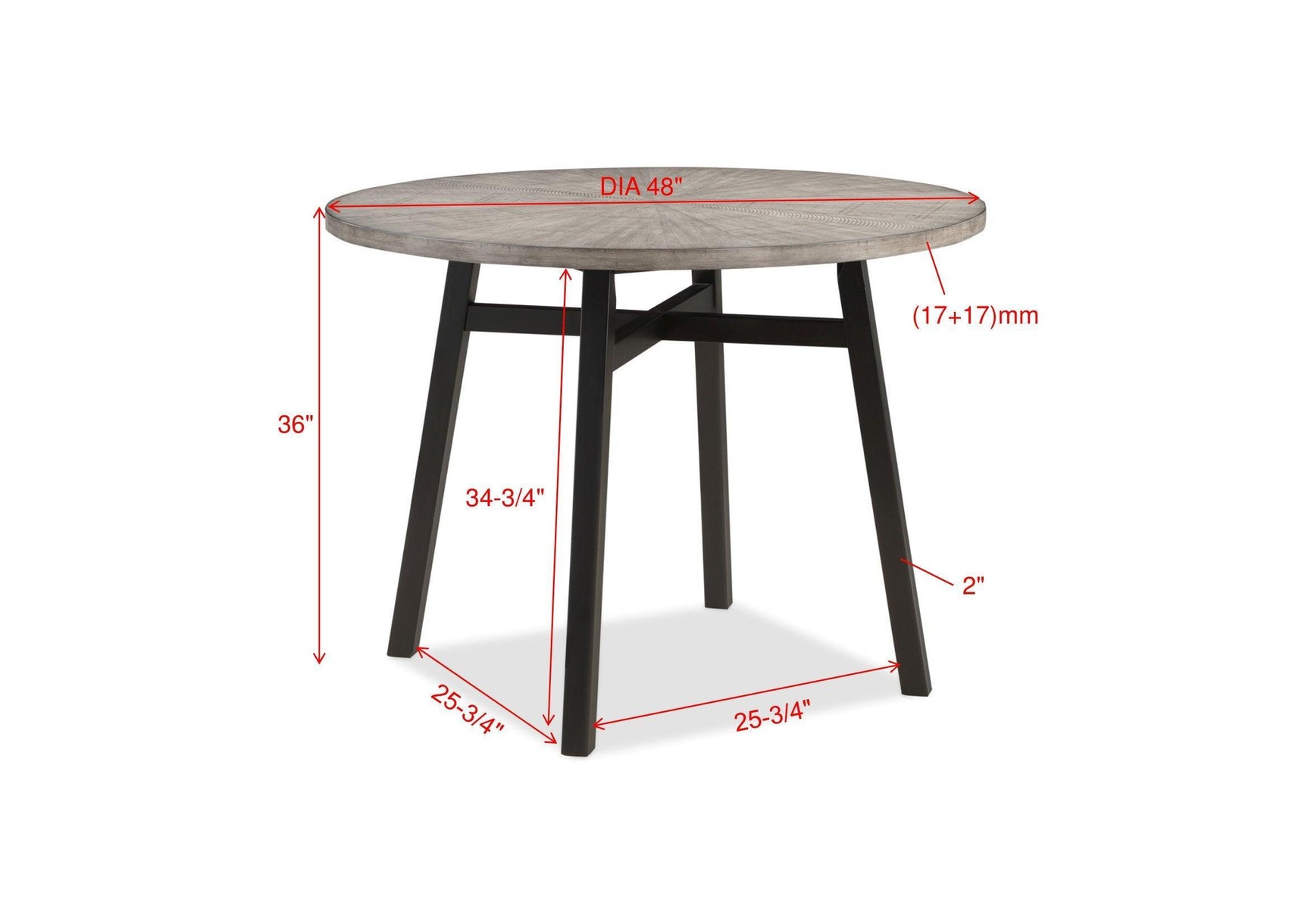 Mathis Gray/Black Contemporary Solid Wood And Veneers Round Counter Height Dining Room Set - Ella Furniture