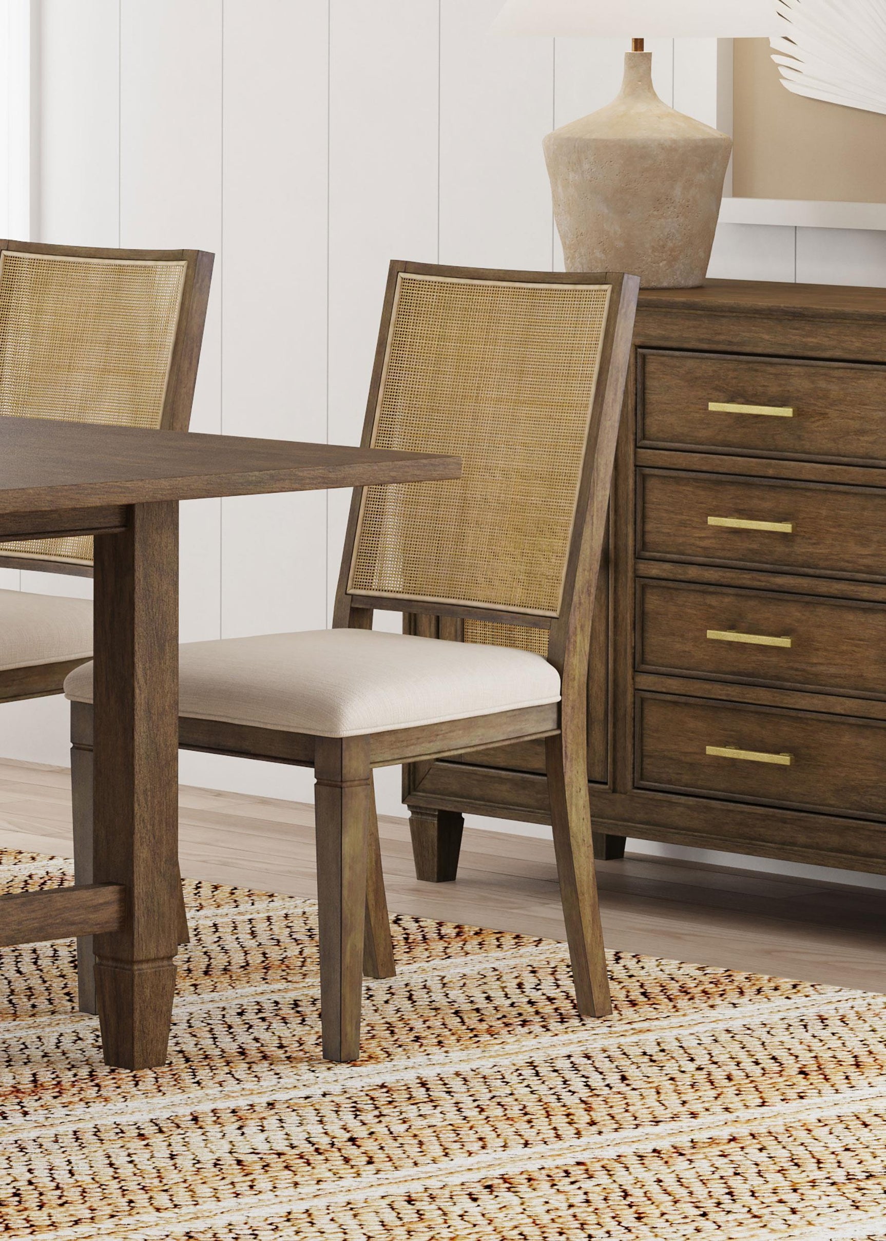 MATISSE COLLECTION Matisse Woven Rattan Back Dining Side Chair Brown (Set of 2) 108312 - Ella Furniture