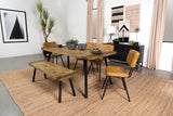 Maverick Rectangular Dining Bench Natural Mango And Black 123043 - Ella Furniture