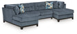 Maxon Place Navy Chenille 3-Piece Sectional with Chaise from Ella Furniture