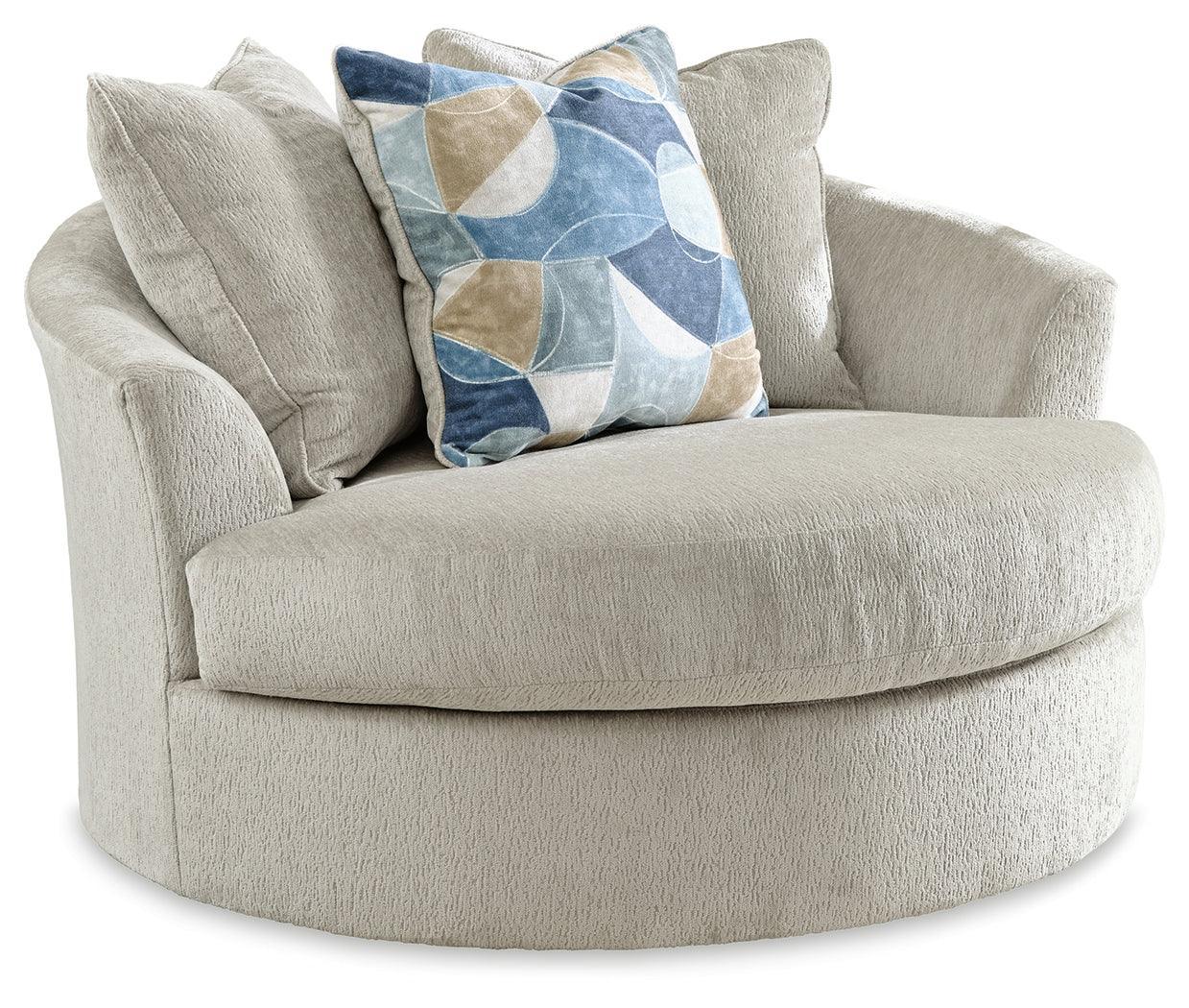 Maxon Place Stone Oversized Swivel Accent Chair - Ella Furniture