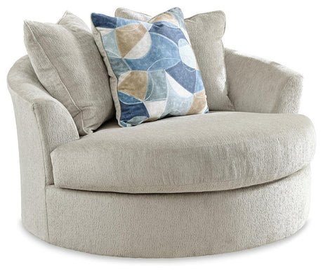Maxon Place Stone Oversized Swivel Accent Chair - Ella Furniture