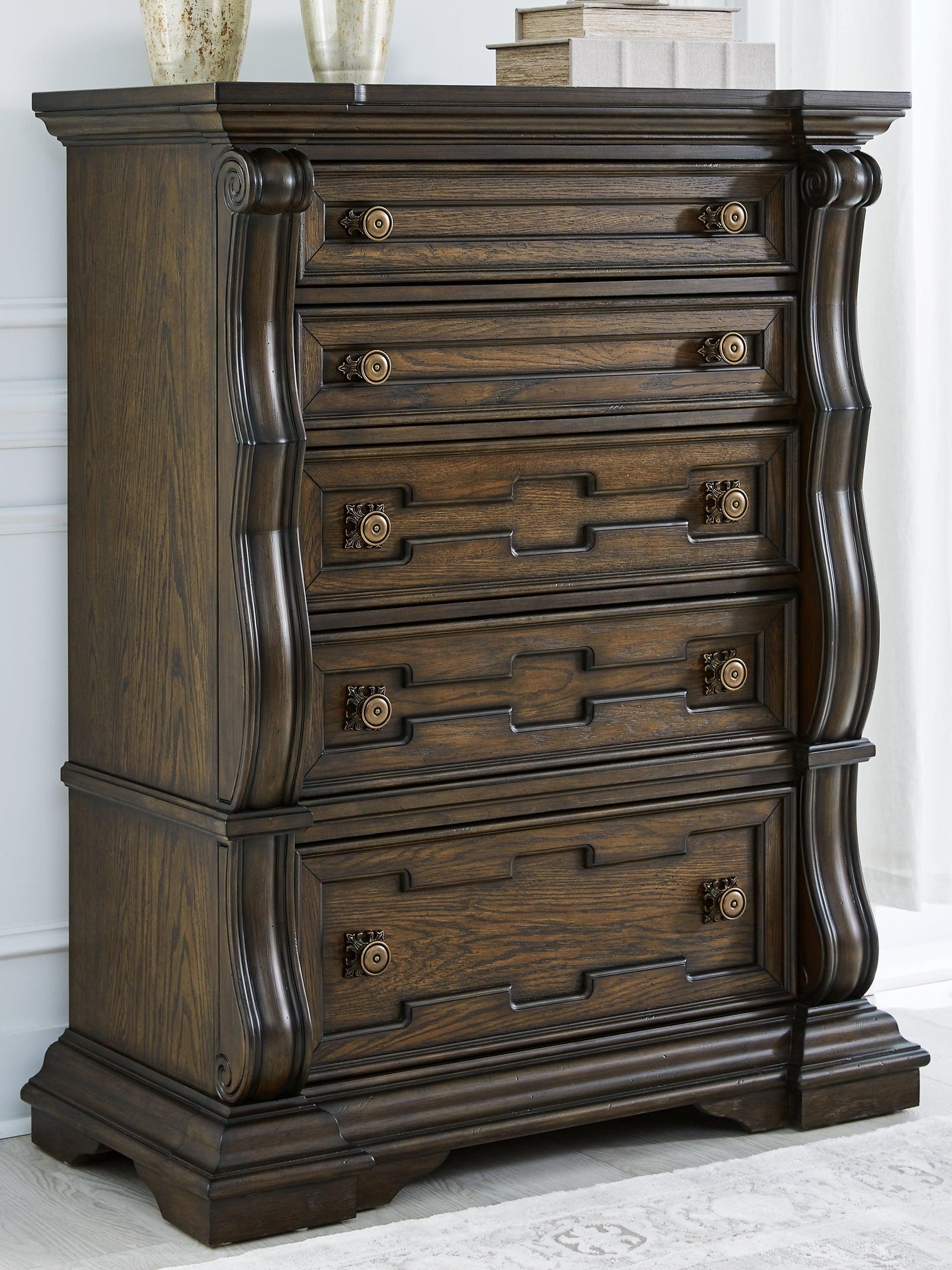 Maylee Dark Brown Chest Of Drawers - Ella Furniture