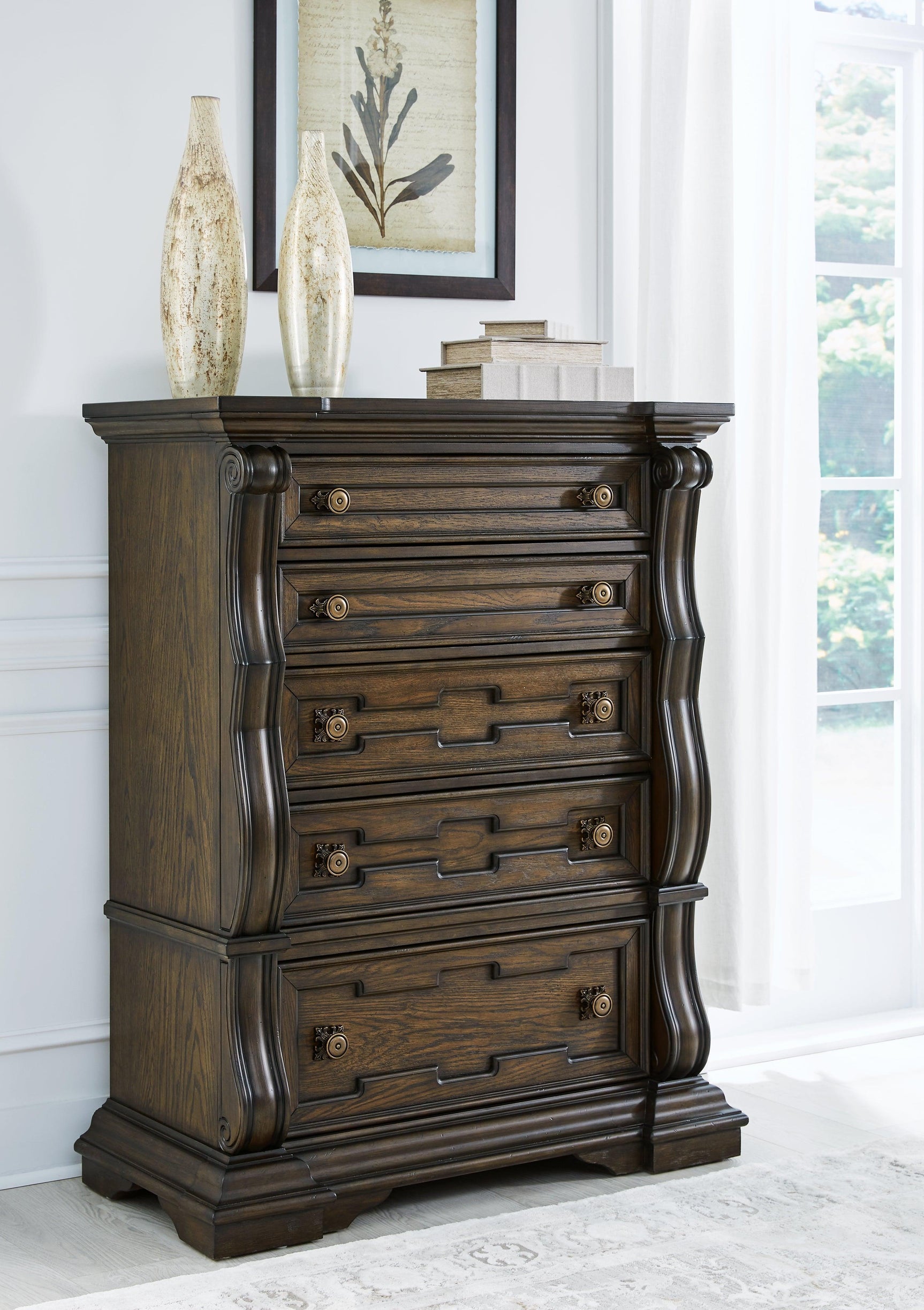 Maylee Dark Brown Chest Of Drawers - Ella Furniture