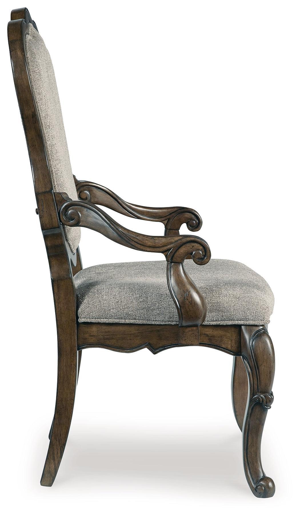 Maylee Dark Brown Dining Arm Chair - Ella Furniture