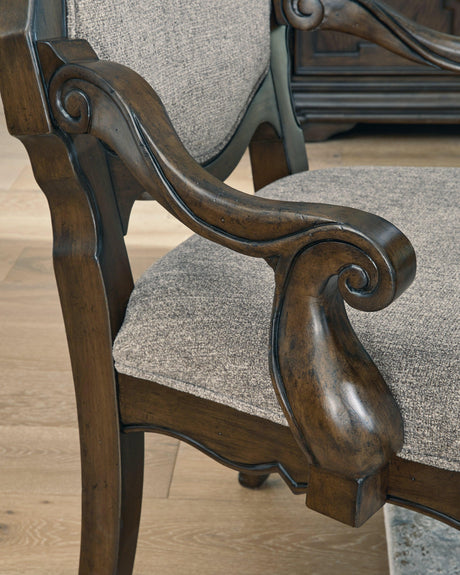 Maylee Dark Brown Dining Arm Chair - Ella Furniture