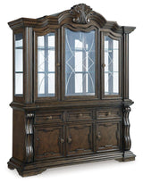 Maylee Dark Brown Dining Buffet and Hutch - Ella Furniture